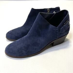 Vince Camuto Womens Parveen Suede Ankle Bootie Shoes Navy Blue Size 9 EU40